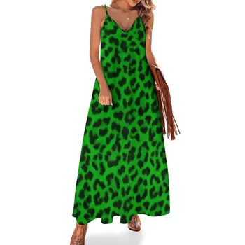 Платье без рукавов с лаймовым леопардовым принтом, женские элегантные роскошные коктейльные платья, женские летние платья, платья для женщин 2023