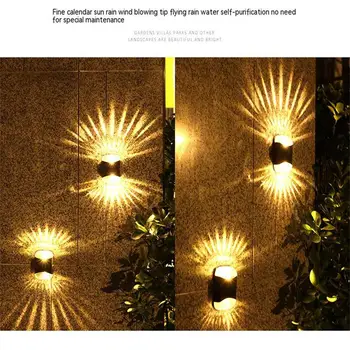 4 Шт. солнечных светодиодных настенных светильника 4 светодиодных солнечных фонаря для забора, водонепроницаемые садовые фонари для наружного украшения сада и двора