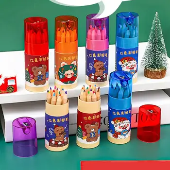 12 Цветных карандашей Санта Клауса Подарок для детей Рождественский школьный подарок Студенческий приз Подарок для детей на Рождественскую вечеринку Подарок в пользу гостей Раздача Рождественских подарков