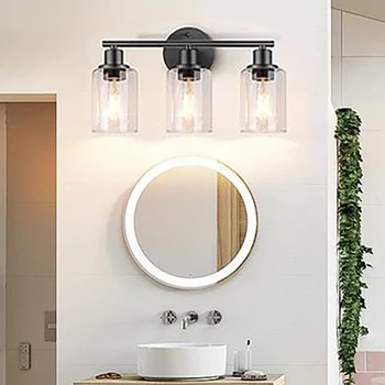 Ретро светильник для ванной комнаты, настенные светильники со стеклянными головками, американская зеркальная фара, подходящий светильник для ванной комнаты, настенное крепление, зеркало для ванны