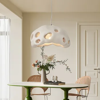 Подвесной светильник ресторана Nordic LED Wabi-Sabi, Дизайнерские кремовые лампы для декора гостиной, светильники для семейного бара, кафе Island