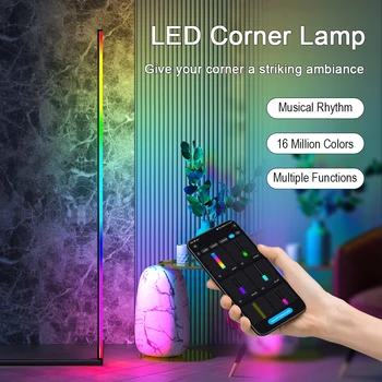 Светодиодное напольное декоративное освещение RGB может регулироваться только с регулируемой яркостью и управляться приложением Bluetooth для внутренних угловых светильников.