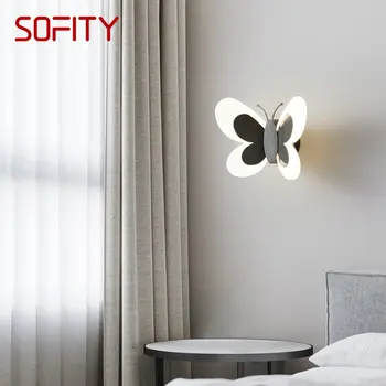 TYLA Внутреннее бра с бабочкой из черной латуни, светодиодное, 3 цвета, реалистичный креативный настенный светильник для кровати, декора гостиной