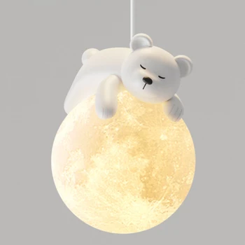 Современные минималистичные светодиодные подвесные светильники Little Bear, Прикроватная тумбочка для спальни, люстра для детской комнаты, украшение дома, Подвесной светильник