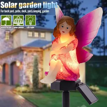 Светодиодный Солнечный ночник для газона, бабочка, цветок, садовая водонепроницаемая лампа на открытом воздухе