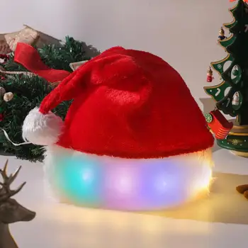 Плюшевая теплая шляпа Санта Клауса, светодиодная шляпа Санта Клауса, Рождественское украшение для детей и взрослых, милый Рождественский зимний подарок с плюшевым Санта Клаусом на зиму