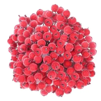 320 Искусственных матовых красных ягод падуба Мини-рождественский фруктово-ягодный цветок для украшения Рождественской елки, изготовления гирлянд