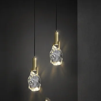 Хрустальный светодиодный подвесной светильник Nordic Luxury Brass Столовая, бар, Подвесной светильник для кухни, Прикроватные подвесные светильники для спальни