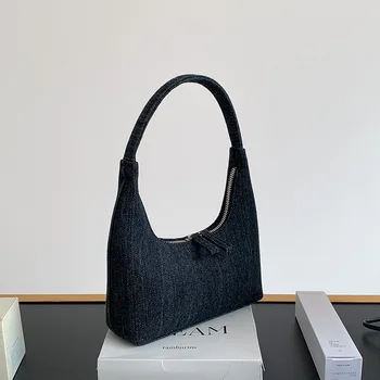 модная сумка-хобо, нишевая джинсовая сумка, женские сумки подмышками, многофункциональная сумка через плечо, классическая сумка-полумесяц