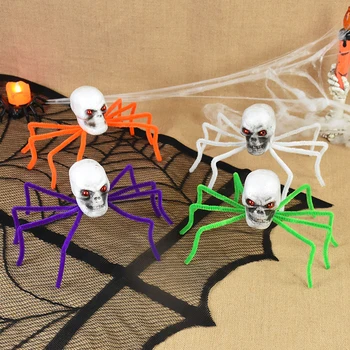 1шт Страшный череп-паук, скелет, украшения на Хэллоуин, поддельный Волосатый Паук, реквизит для домашнего бара, товары для дома с привидениями, реквизит ужасов