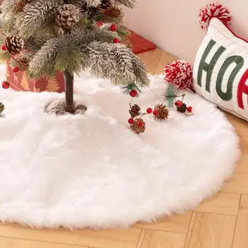 Юбка для рождественской елки 78 см, Белый плюшевый ковер из искусственного меха для украшения дома, спальни, Navida Noel 2023, Товары для декора на Новый Год 2024.