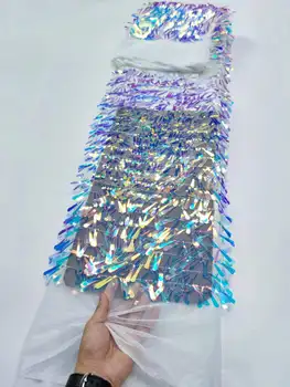 Новейшая многоцветная африканская кружевная ткань 2023 года, высококачественное кружево, французская кружевная ткань из молочного шелка с блестками, вечернее платье в нигерийском стиле