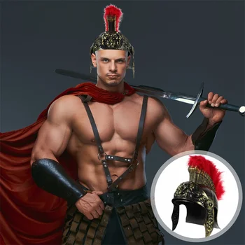 Шляпа Самурая, костюм солдата для взрослых, Мужские костюмы гладиаторов, реквизит, Римские пластиковые шляпы с капюшоном