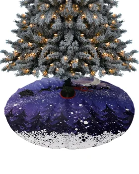 Рождественская ночь с видом Санта-Клауса, юбка для рождественской елки, рождественские украшения для дома, круглые юбки для Рождественской елки, базовая крышка