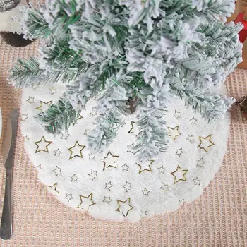 Моющаяся юбка для Рождественской елки Праздничная мини-юбка для Рождественской елки с рисунком Снежинки / звезды Круглая Моющаяся Украшение для дома для Рождественской вечеринки