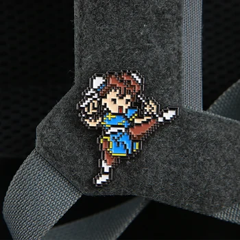 Персонаж в пиксельном стиле Street Fighter, Металлическая нашивка с крючком и петлей, Аркадная игра, Тактические значки морального духа на рюкзаке, аппликация для одежды