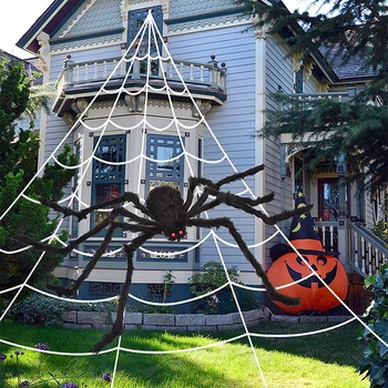 Свечение паука на Хэллоуин, король паутины, украшение большого бара, активируемое голосом, украшение вечеринки в виде большой паутины