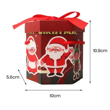 Рождественская подарочная коробка, коробка для хранения конфет, Праздничная рождественская упаковка, 2 комплекта переносных веревочных подарков для печенья на праздник