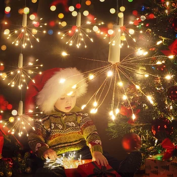 Декоративный свет для беседки, огни для домашнего фейерверка, светодиодная люстра для фейерверка, Теплая белая пластиковая лампа, Праздничные Рождественские огни