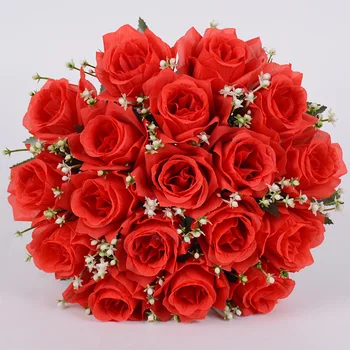 Букет искусственных роз, Шелковый цветок, Искусственные цветы с 18 головками, Свадебная вечеринка в саду, Декор для дома, Подарки на день рождения, Оптовая продажа с фабрики