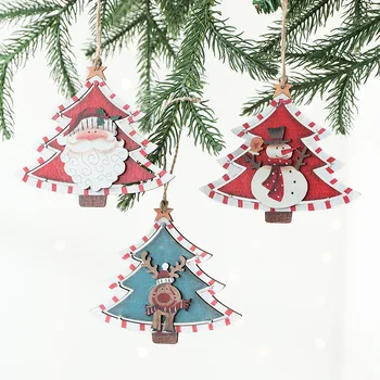 Рождественская елка с росписью Санта-Клауса в стиле Ретро, Деревянные подвески, Украшение для дома, Украшение для дома, Украшение для стен