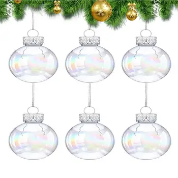 Прозрачные рождественские шары для поделок, 2,5-дюймовые Заполняемые прозрачные шарики-лампочки, Радужные Прозрачные шары, сделай САМ, Рождественская елка, вечеринка, свадьба