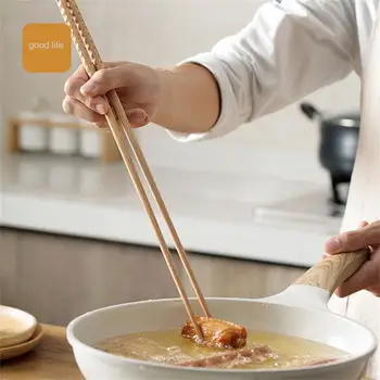 Японские палочки для жарки еды Кухонный инструмент Буковая посуда Кухонные палочки для еды Бытовые гаджеты Длинные пищевые палочки Нескользящие