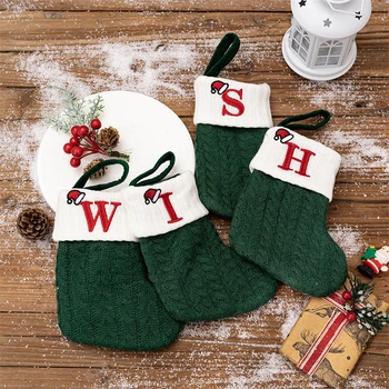 Рождественский чулок со снежинками, буквы на заказ, рождественские носки, украшения для Рождественской елки, Рождественские подарочные пакеты, Новый 2024 год