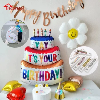 Это ваш день рождения, детский воздушный шар, трехслойный торт, комбинированный набор воздушных шаров со свечами, реквизит для украшения вечеринки по случаю дня рождения