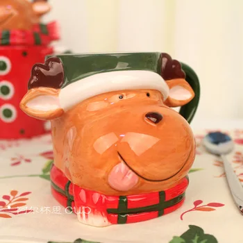 Рождественские керамические кружки креативные 3D чашки с животными пара кофейных чашек чашки для завтрака подарочные чашки