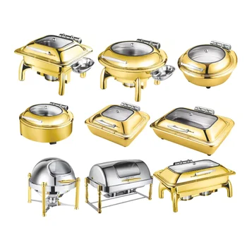 Роскошная свадебная посуда золотого цвета из нержавеющей стали и латуни, приготовленная шеф-поваром, блюдо для натирания, подогреватель для еды, посуда для натирания, сковорода для фуршета из меди и золота