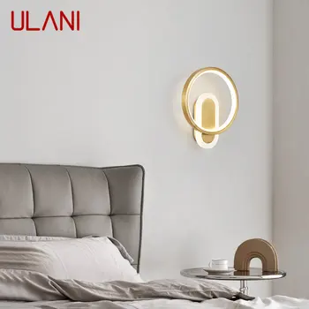 Современный Светодиодный светильник ULANI из золотой латуни, 3 цвета, просто Роскошный Креативный медный светильник-бра для декора спальни в проходе