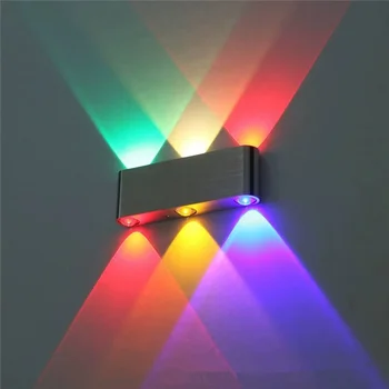Светодиодные настенные светильники Алюминиевый прожектор Наружный Внутренний Универсальный Вверх и вниз RGB Цветной светильник 110 В / 220 В Высокой мощности 6 Вт 8 Вт Светодиодный настенный светильник