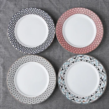 8-дюймовые тарелки в стиле вестерн, фарфоровые домашние салатно-десертные тарелки, круглая гостиничная посуда, столовая посуда для ресторана, тарелка для пасты, кухня