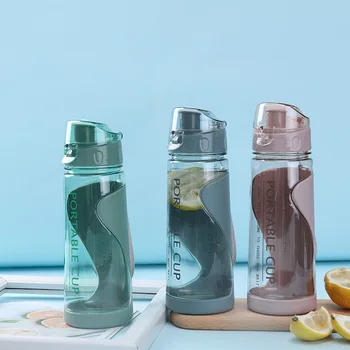 Пластиковые бутылки для воды Kawaii объемом 570 мл, не содержащие BPA, Спортивная чашка для воды, кружка для воды, студенческая портативная бутылка с ручкой, посуда для напитков