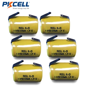 6 шт./лот Аккумуляторная батарея PKCELL Ni-CD 1200 мАч 1,2 В 4 /5SC Sub C NiCd с плоским верхом и выступами