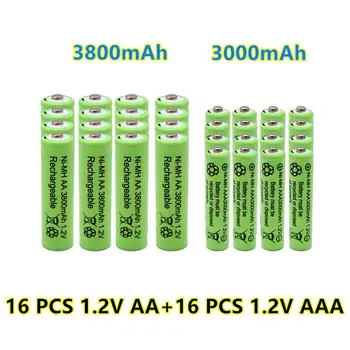 Новые 1,2 В AA 3800 мАч NI-MH Аккумуляторные батареи + 1,2 В AAA 3000 мАч Перезаряжаемый NI-MH аккумулятор