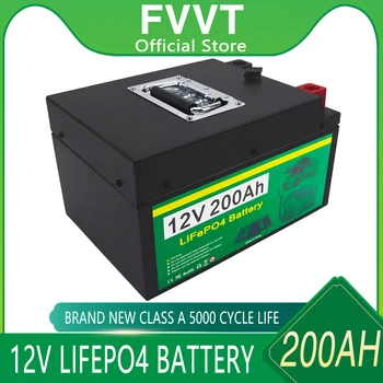 Аккумулятор LiFePO4 12V 200Ah 100Ah Встроенный литий-железо-фосфатный элемент BMS на 5000 циклов Для хранения солнечной энергии в гольф-каре на открытом воздухе