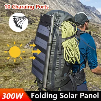 300 Вт Зарядное устройство для солнечных батарей на открытом воздухе Кемпинг 5 В USB Устройства вывода Портативные складные водонепроницаемые солнечные панели Комплект для зарядного устройства телефона