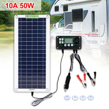 Выходное зарядное устройство для солнечной панели мощностью 50 Вт, комплект солнечных батарей USB, открытый Кемпинг, туризм, Рыбалка, Мобильный банк питания, аварийное зарядное устройство