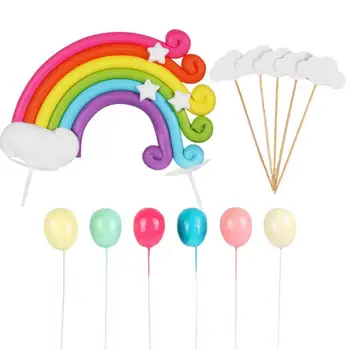 Облачный воздушный шар Торт Флаг Принадлежности для выпечки на День рождения Детские украшения в виде радужных облаков Украшения для десертного торта Для