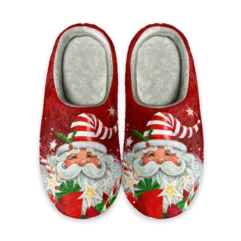  Счастливого Рождества 2023, Теплая зимняя Женская хлопчатобумажная обувь, подарок от Xams с рисунком Санта-Клауса, Модные повседневные домашние тапочки для девочек, Комфорт