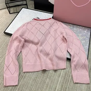 Ранняя осень, уменьшающая возраст розовых бриллиантов, привлекающая внимание 3D-буквенная вышивка, вязаный топ с любовью, милый пуловер с длинными рукавами