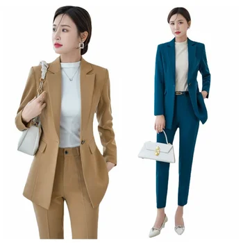 Высококачественный Корейский Весенний костюм, Однобортный, приталенный, повседневный Женский офисный блейзер с принтом, куртки, широкие шорты, Женский комплект из 2 предметов