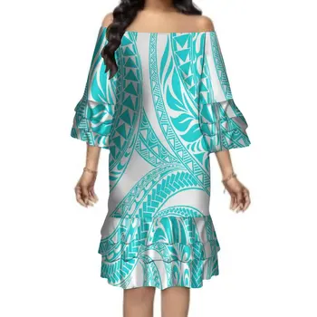 Элегантное платье с коротким рукавом полинезийского покроя, женское многослойное платье с юбкой-воланом, летнее платье на заказ