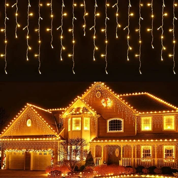 4 м Светодиодный Рождественский Ледяной бар Красочный свет Струнный Занавес Красочный Свет Полное Небо Звезда Декоративный свет во дворе