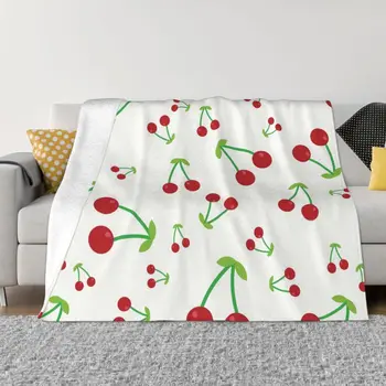 Одеяло в милую клетку с фруктовым рисунком, теплое зимнее декоративное покрывало для постельного белья для прочных длительных путешествий, кемпинга