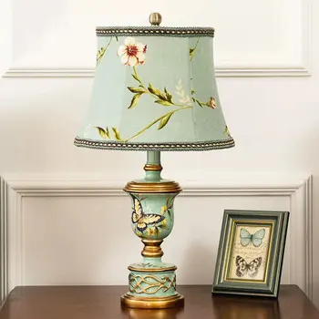 Американская настольная лампа, прикроватная лампа для спальни, ретро креативная простая и теплая ткань для учебы, европейская настольная лампа