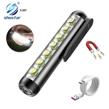 USB Перезаряжаемый светодиодный фонарик, мини-рабочий фонарь, профессиональная медицинская горелка с зажимом-магнитом, фонарь, подходящий для врачей, дома