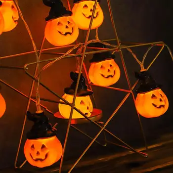 Лампа в виде тыквы на Хэллоуин, Украшение для дома на Хэллоуин, 2 м / Декоративные аксессуары на Хэллоуин, Праздничные огни на батарейках, большие светодиодные